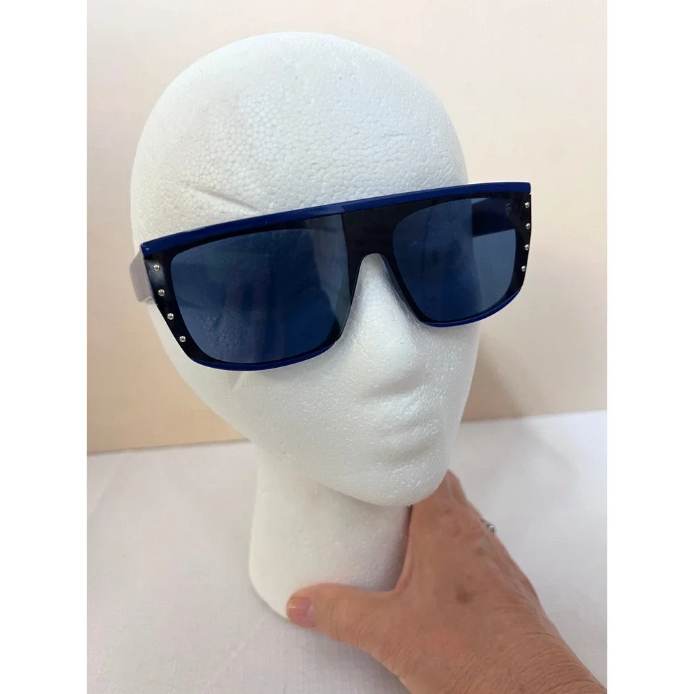 Jimmy Choo Sunglasses Women Blue Excellent Rylan/S Shield Studded Italy